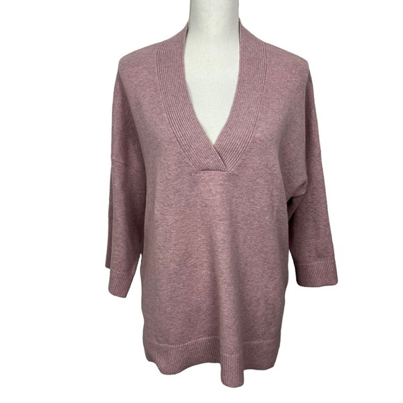 J. Jill Women’s Pullover V-Neck Sweater Sz Large Pink Color Stretch - Picture 1 of 11